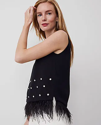 Ann Taylor Petite Feather Embellished Shell Top sold by Ann Taylor product image thumbnail 3