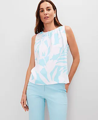 Ann Taylor Floral Mixed Media Gathered Top sold by Ann Taylor