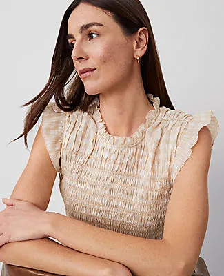 Ann Taylor Plaid Smocked Ruffle Tank Top sold by Ann Taylor product image thumbnail 3