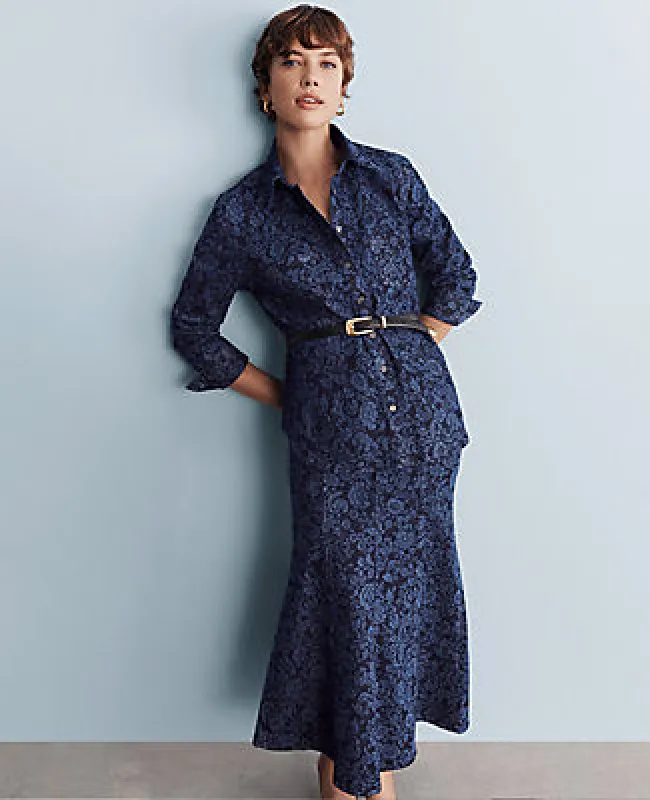 Ann Taylor Floral Denim Trumpet Skirt sold by Ann Taylor