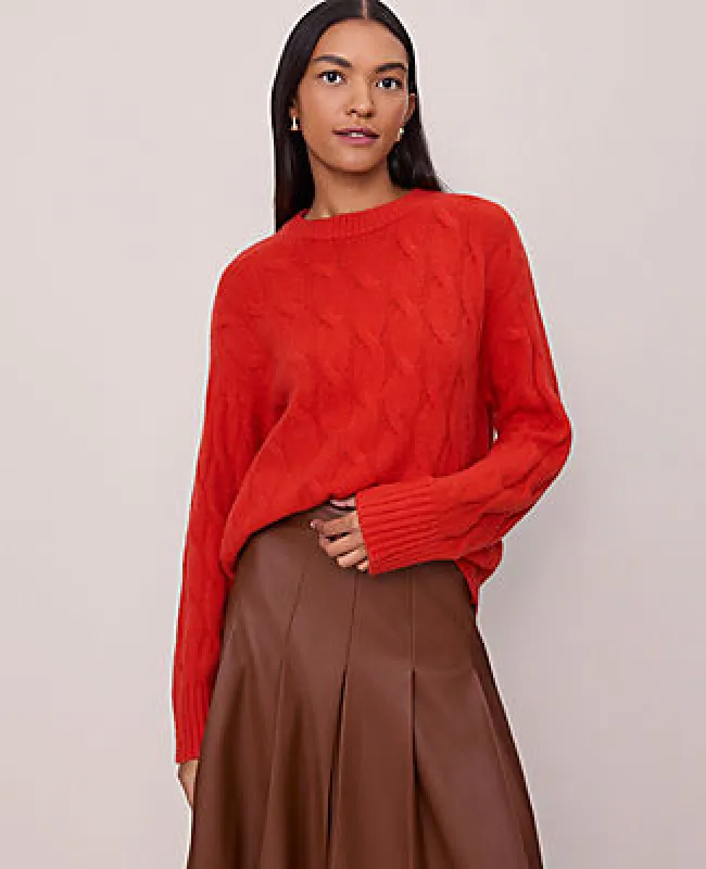Ann Taylor Petite Cable Crew Neck Sweater sold by Ann Taylor