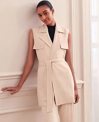 Ann Taylor Pinstriped Trench Vest sold by Ann Taylor