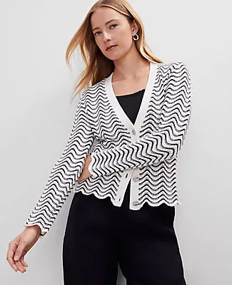 Ann Taylor Scalloped V-Neck Cardigan sold by Ann Taylor