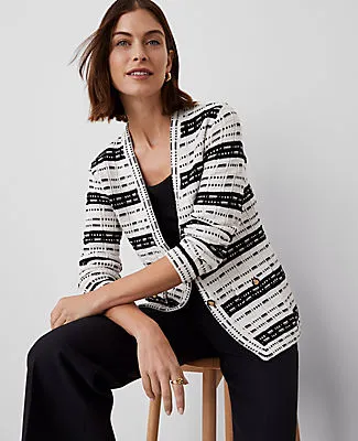 Ann Taylor Striped Tweed Sweater Jacket sold by Ann Taylor product image thumbnail 3