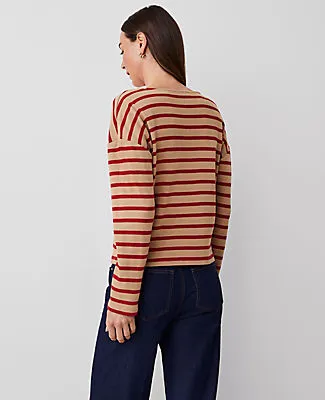 Ann Taylor Petite Weekend Collection Stripe Relaxed Long Sleeve Top sold by Ann Taylor product image thumbnail 2