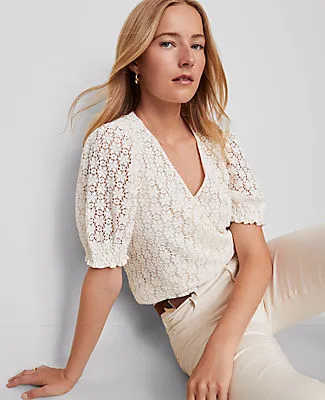 Ann Taylor Weekend Collection Lace Wrap Blouse sold by Ann Taylor product image thumbnail 3