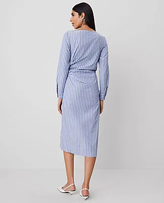 Ann Taylor Petite Striped Asymmetric Shirtdress sold by Ann Taylor product image thumbnail 3