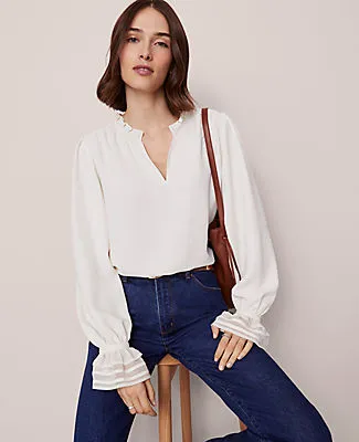 Ann Taylor Ruffle Neck Blouse sold by Ann Taylor