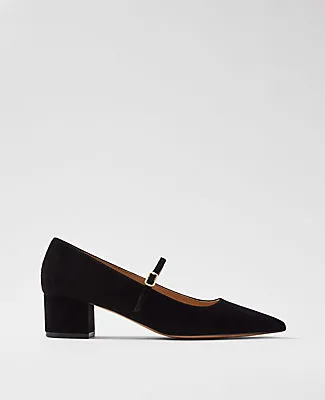 Ann Taylor Suede Pointy Toe Block Heel Pumps sold by Ann Taylor