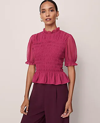 Ann Taylor Smocked Ruffled Top sold by Ann Taylor