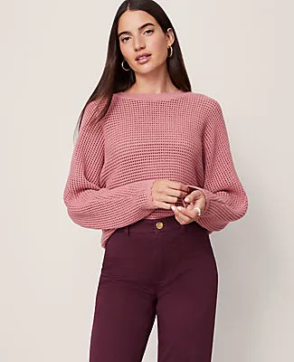 Ann Taylor Petite Weekend Collection Open Stitch Scalloped Sweater sold by Ann Taylor product image thumbnail 4