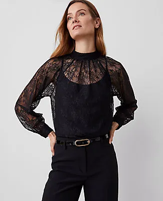 Ann Taylor Lace Mock Neck Blouse sold by Ann Taylor