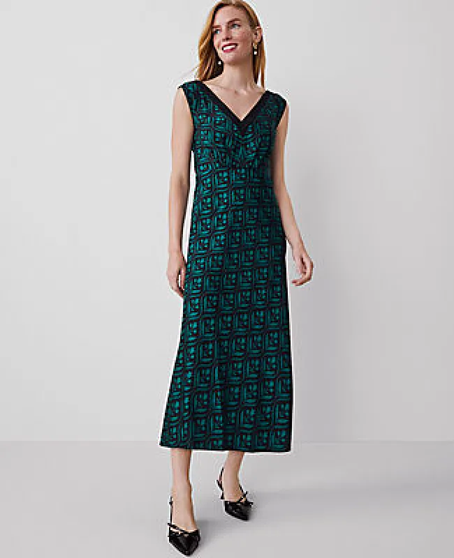 Ann Taylor Geo V-Neck Bias Dress sold by Ann Taylor