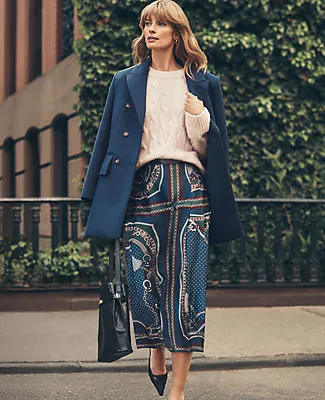 Ann Taylor Petite Chain Link Satin Wrap Midi Skirt sold by Ann Taylor