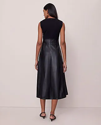 Ann Taylor Mixed Media Flare Midi Dress sold by Ann Taylor product image thumbnail 2