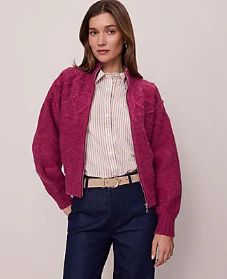 Ann Taylor Cable Bomber Sweater Jacket sold by Ann Taylor product image thumbnail 2
