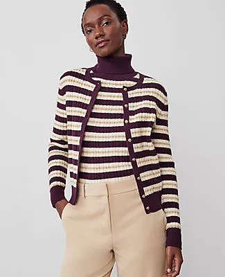 Ann Taylor Petite Textured Stripe Cardigan sold by Ann Taylor