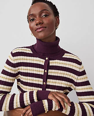 Ann Taylor Petite Textured Stripe Cardigan sold by Ann Taylor product image thumbnail 3