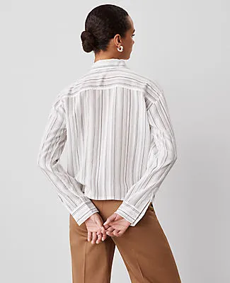 Ann Taylor Weekend Collection Striped Drop Shoulder Shirt sold by Ann Taylor product image thumbnail 2