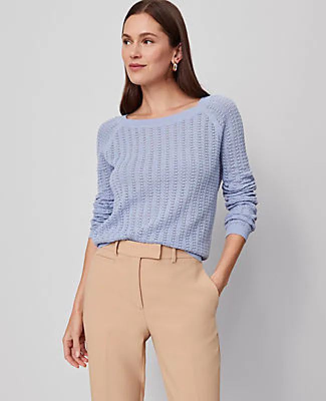 Ann Taylor Pointelle Boatneck Sweater sold by Ann Taylor