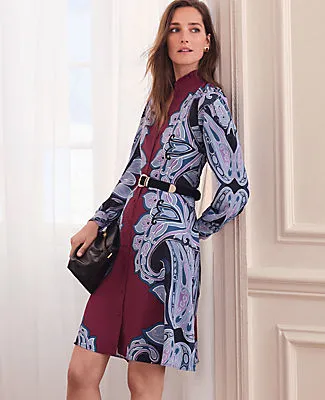 Ann Taylor Paisley Ruffle Collar Flare Dress sold by Ann Taylor