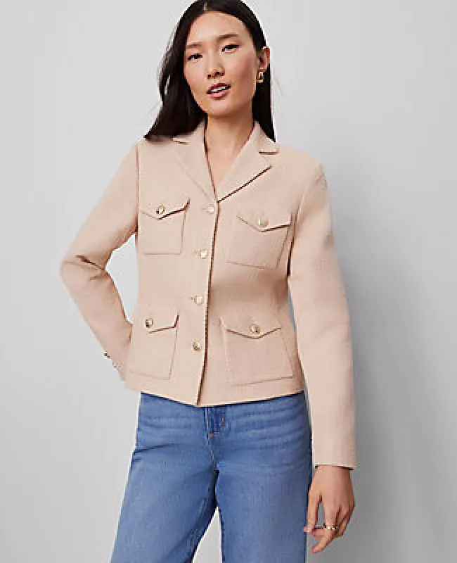 Ann Taylor The Military Blazer Jacket in Tweed sold by Ann Taylor