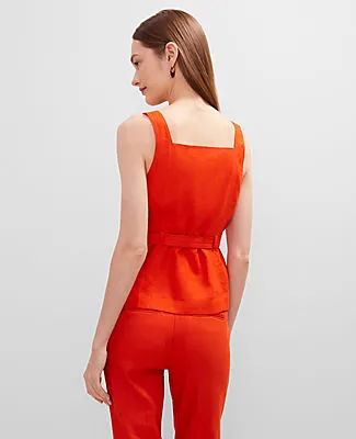 Ann Taylor Linen Blend Button Tie Waist Top sold by Ann Taylor product image thumbnail 2