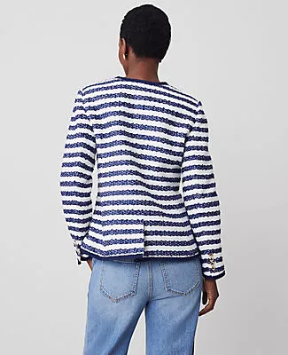 Ann Taylor Striped Bouclé Tweed Fitted Jacket sold by Ann Taylor product image thumbnail 2