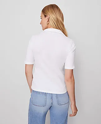 Ann Taylor Petite Weekend Collection Split Neck Polo Top sold by Ann Taylor product image thumbnail 2