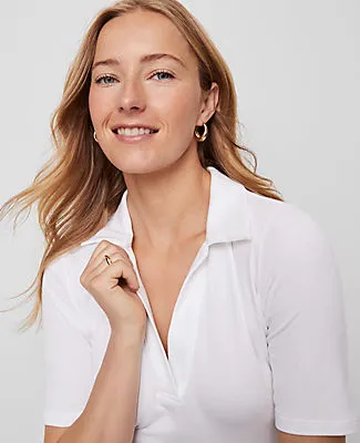 Ann Taylor Petite Weekend Collection Split Neck Polo Top sold by Ann Taylor product image thumbnail 3
