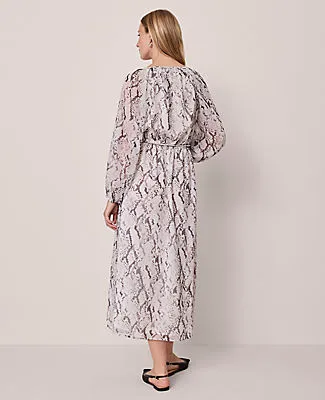 Ann Taylor Snake Print Flare Midi Dress sold by Ann Taylor product image thumbnail 2