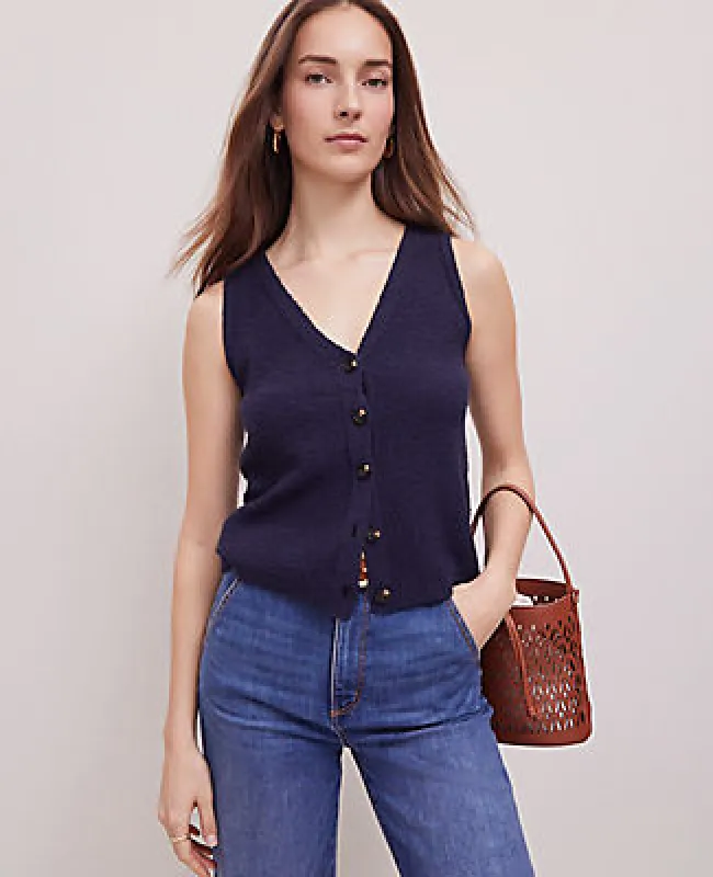 Ann Taylor Weekend Collection Bouclé Sweater Vest made by Ann Taylor