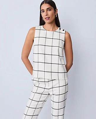 Ann Taylor The Shoulder Button Top in Windowpane sold by Ann Taylor