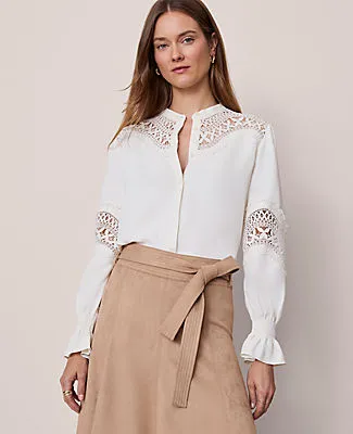 Ann Taylor Petite Lace Trim Blouse sold by Ann Taylor product image thumbnail 3