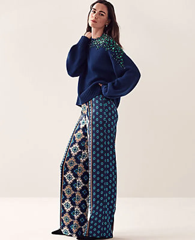 Ann Taylor Studio Collection Wide-Leg Pant in Silk Charmeuse sold by Ann Taylor