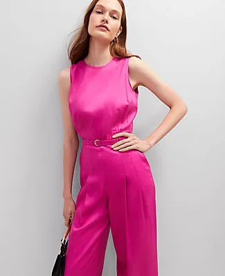 Ann Taylor Belted Crew Neck Jumpsuit sold by Ann Taylor