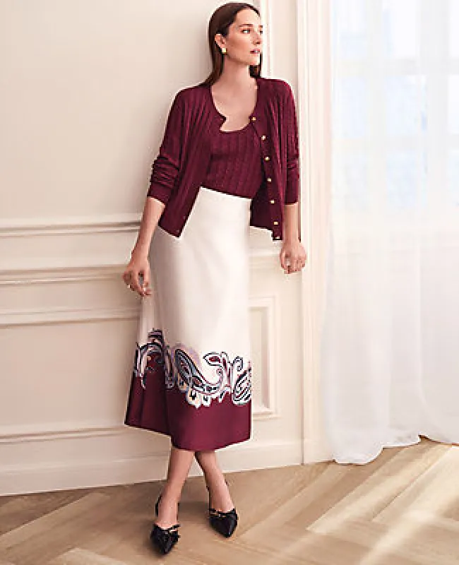 Ann Taylor Paisley Satin Midi Skirt sold by Ann Taylor