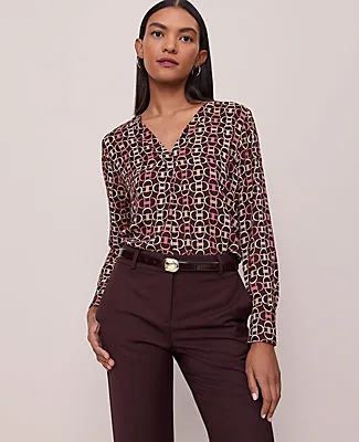 Ann Taylor Chain Link Mixed Media Pleat Front Top sold by Ann Taylor