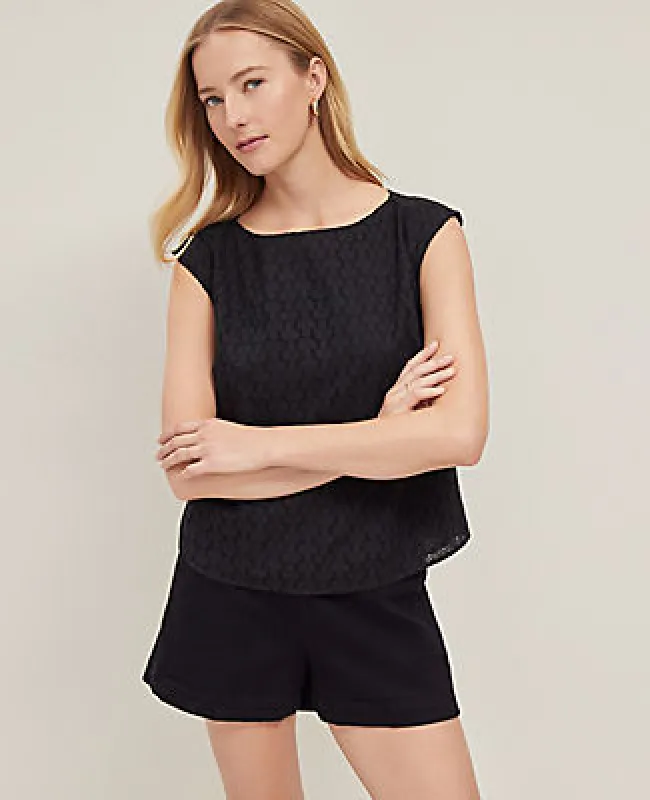 Ann Taylor Eyelet Sleeveless Crew Neck Top sold by Ann Taylor