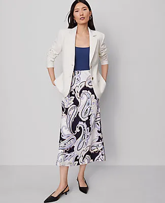 Ann Taylor Paisley Satin Bias Slip Skirt sold by Ann Taylor