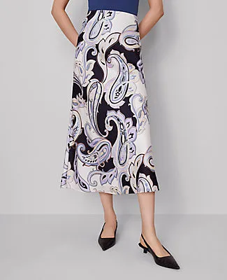 Ann Taylor Paisley Satin Bias Slip Skirt sold by Ann Taylor product image thumbnail 2