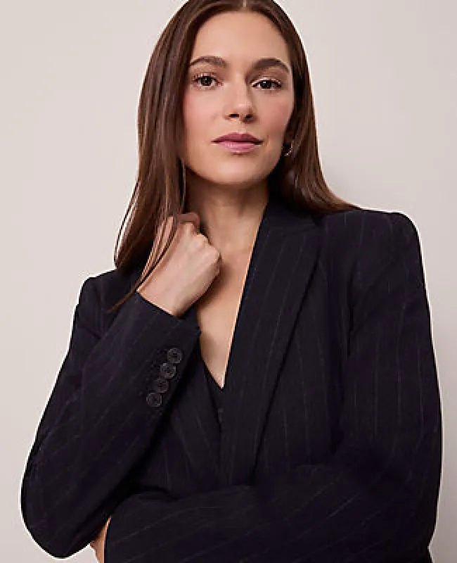 Ann Taylor The Longline Blazer in Pinstripe sold by Ann Taylor
