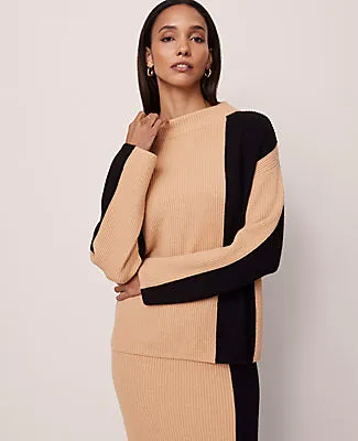 Ann Taylor Colorblock Ribbed Mock Neck Sweater sold by Ann Taylor product image thumbnail 2