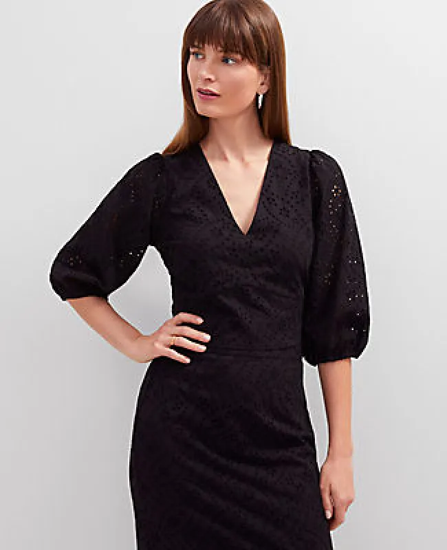 Ann Taylor Eyelet Puff Sleeve Blouse sold by Ann Taylor