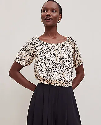 Ann Taylor Floral Bubble Hem Top sold by Ann Taylor