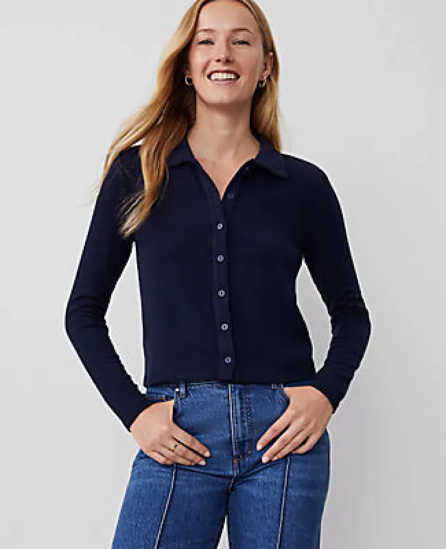 Ann Taylor Weekend Collection Cropped Button-Down Top sold by Ann Taylor