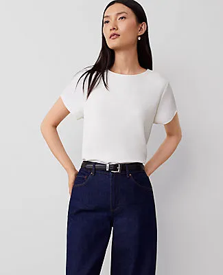 Ann Taylor Petite Mixed Media Crew Neck Tee sold by Ann Taylor