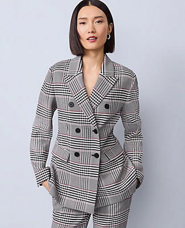 Ann Taylor Plaid Fitted Long Blazer sold by Ann Taylor