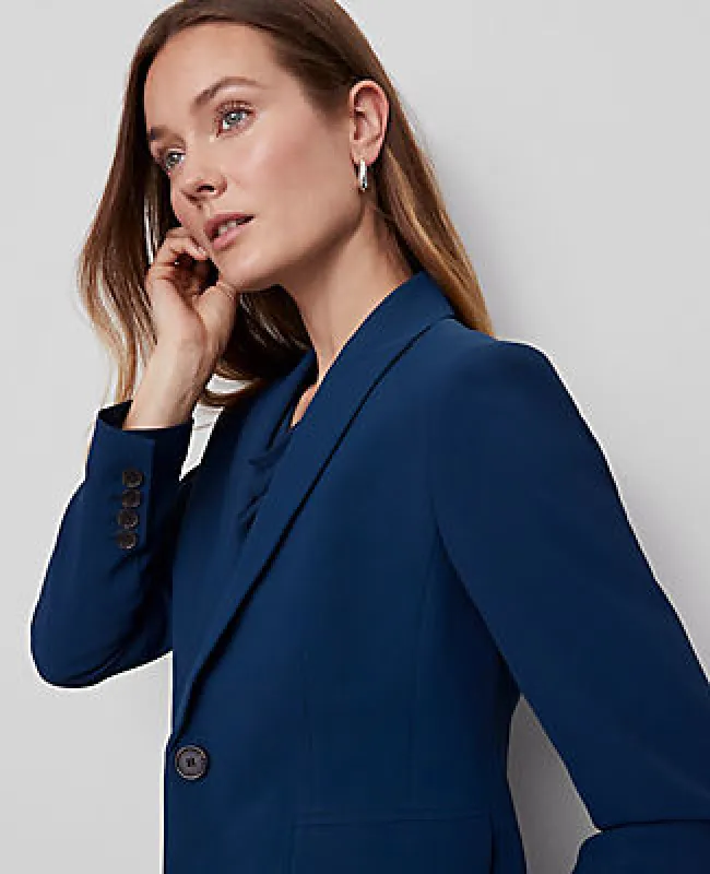 Ann Taylor The Petite Shorter One Button Blazer in Fluid Crepe sold by Ann Taylor