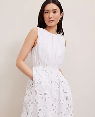 Ann Taylor Eyelet Flare Midi Dress sold by Ann Taylor product image thumbnail 3